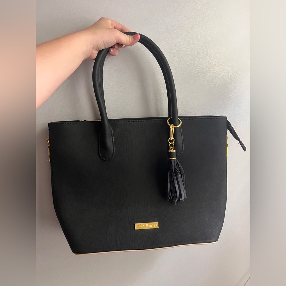 Black and rosy pink large size purse